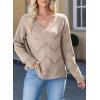 imageEVALESS Womens Crochet Sweater Top Hollow Out Long Sleeve Pullover Tops Fall Outfits Fashion 2025Khaki