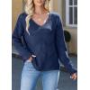 imageEVALESS Womens Crochet Sweater Top Hollow Out Long Sleeve Pullover Tops Fall Outfits Fashion 2025Mazarine