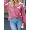 imageEVALESS Womens Crochet Sweater Top Hollow Out Long Sleeve Pullover Tops Fall Outfits Fashion 2025Rose Red
