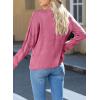 imageEVALESS Womens Crochet Sweater Top Hollow Out Long Sleeve Pullover Tops Fall Outfits Fashion 2025Rose Red