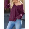 imageEVALESS Womens Crochet Sweater Top Hollow Out Long Sleeve Pullover Tops Fall Outfits Fashion 2025Ruby