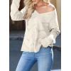 imageEVALESS Womens Crochet Sweater Top Hollow Out Long Sleeve Pullover Tops Fall Outfits Fashion 2025White