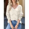 imageEVALESS Womens Crochet Sweater Top Hollow Out Long Sleeve Pullover Tops Fall Outfits Fashion 2025White