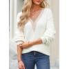 imageEVALESS Womens Long Sleeve Sweaters Fall 2024 Trendy Sexy Lace V Neck Knit Drop Shoulder Pullover Sweater Jumper Tops1d White