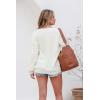 imageEVALESS Womens Long Sleeve Sweaters Fall 2024 Trendy Sexy Lace V Neck Knit Drop Shoulder Pullover Sweater Jumper Tops1d White