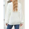imageEVALESS Womens Long Sleeve Sweaters Fall 2024 Trendy Sexy Lace V Neck Knit Drop Shoulder Pullover Sweater Jumper Tops1d White