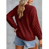 imageEVALESS Womens Long Sleeve Sweaters Fall 2024 Trendy Sexy Lace V Neck Knit Drop Shoulder Pullover Sweater Jumper Tops3d Red