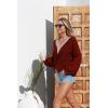 imageEVALESS Womens Long Sleeve Sweaters Fall 2024 Trendy Sexy Lace V Neck Knit Drop Shoulder Pullover Sweater Jumper Tops3d Red