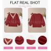 imageEVALESS Womens Long Sleeve Sweaters Fall 2024 Trendy Sexy Lace V Neck Knit Drop Shoulder Pullover Sweater Jumper Tops3d Red