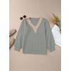 imageEVALESS Womens Long Sleeve Sweaters Fall 2024 Trendy Sexy Lace V Neck Knit Drop Shoulder Pullover Sweater Jumper TopsD Gray