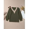 imageEVALESS Womens Long Sleeve Sweaters Fall 2024 Trendy Sexy Lace V Neck Knit Drop Shoulder Pullover Sweater Jumper TopsD Green