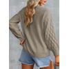 imageEVALESS Womens Long Sleeve Sweaters Fall 2024 Trendy Sexy Lace V Neck Knit Drop Shoulder Pullover Sweater Jumper TopsD Khaki