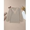 imageEVALESS Womens Long Sleeve Sweaters Fall 2024 Trendy Sexy Lace V Neck Knit Drop Shoulder Pullover Sweater Jumper TopsD Khaki