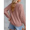 imageEVALESS Womens Long Sleeve Sweaters Fall 2024 Trendy Sexy Lace V Neck Knit Drop Shoulder Pullover Sweater Jumper TopsE Light Pink