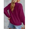 imageEVALESS Womens Long Sleeve Sweaters Fall 2024 Trendy Sexy Lace V Neck Knit Drop Shoulder Pullover Sweater Jumper TopsE Rose