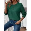 imageEVALESS Womens Sweaters Casual Long Sleeve Crewneck Cable Knit Lightweight Oversized Crochet Sweater Pullover TopsBlackish Green
