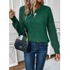 imageEVALESS Womens Sweaters Casual Long Sleeve Crewneck Cable Knit Lightweight Oversized Crochet Sweater Pullover TopsBlackish Green