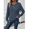 imageEVALESS Womens Sweaters Casual Long Sleeve Crewneck Cable Knit Lightweight Oversized Crochet Sweater Pullover TopsBlue