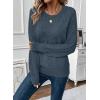 imageEVALESS Womens Sweaters Casual Long Sleeve Crewneck Cable Knit Lightweight Oversized Crochet Sweater Pullover TopsBlue