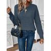imageEVALESS Womens Sweaters Casual Long Sleeve Crewneck Cable Knit Lightweight Oversized Crochet Sweater Pullover TopsBlue