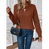 imageEVALESS Womens Sweaters Casual Long Sleeve Crewneck Cable Knit Lightweight Oversized Crochet Sweater Pullover TopsChestnut
