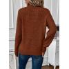 imageEVALESS Womens Sweaters Casual Long Sleeve Crewneck Cable Knit Lightweight Oversized Crochet Sweater Pullover TopsChestnut