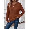 imageEVALESS Womens Sweaters Casual Long Sleeve Crewneck Cable Knit Lightweight Oversized Crochet Sweater Pullover TopsChestnut