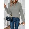 imageEVALESS Womens Sweaters Casual Long Sleeve Crewneck Cable Knit Lightweight Oversized Crochet Sweater Pullover TopsLight Grey