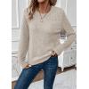 imageEVALESS Womens Sweaters Casual Long Sleeve Crewneck Cable Knit Lightweight Oversized Crochet Sweater Pullover TopsParchment