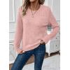 imageEVALESS Womens Sweaters Casual Long Sleeve Crewneck Cable Knit Lightweight Oversized Crochet Sweater Pullover TopsPink