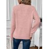 imageEVALESS Womens Sweaters Casual Long Sleeve Crewneck Cable Knit Lightweight Oversized Crochet Sweater Pullover TopsPink