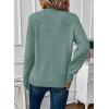 imageEVALESS Womens Sweaters Casual Long Sleeve Crewneck Cable Knit Lightweight Oversized Crochet Sweater Pullover TopsSmoke Green
