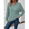 imageEVALESS Womens Sweaters Casual Long Sleeve Crewneck Cable Knit Lightweight Oversized Crochet Sweater Pullover TopsSmoke Green