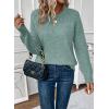 imageEVALESS Womens Sweaters Casual Long Sleeve Crewneck Cable Knit Lightweight Oversized Crochet Sweater Pullover TopsSmoke Green