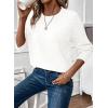 imageEVALESS Womens Sweaters Casual Long Sleeve Crewneck Cable Knit Lightweight Oversized Crochet Sweater Pullover TopsWhite