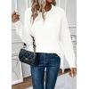 imageEVALESS Womens Sweaters Casual Long Sleeve Crewneck Cable Knit Lightweight Oversized Crochet Sweater Pullover TopsWhite