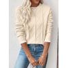 imageEVALESS Womens Sweaters Long Sleeve Crewneck Color Block Pullover Tops 2025 Fall Trendy Cable Knit SweaterBeige