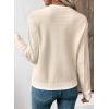 imageEVALESS Womens Sweaters Long Sleeve Crewneck Color Block Pullover Tops 2025 Fall Trendy Cable Knit SweaterBeige
