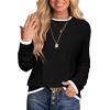 imageEVALESS Womens Sweaters Long Sleeve Crewneck Color Block Pullover Tops 2025 Fall Trendy Cable Knit SweaterBlack