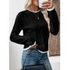 imageEVALESS Womens Sweaters Long Sleeve Crewneck Color Block Pullover Tops 2025 Fall Trendy Cable Knit SweaterBlack