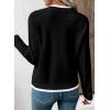 imageEVALESS Womens Sweaters Long Sleeve Crewneck Color Block Pullover Tops 2025 Fall Trendy Cable Knit SweaterBlack