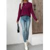 imageEVALESS Womens Sweaters Long Sleeve Crewneck Color Block Pullover Tops 2025 Fall Trendy Cable Knit SweaterBurgundy