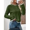 imageEVALESS Womens Sweaters Long Sleeve Crewneck Color Block Pullover Tops 2025 Fall Trendy Cable Knit SweaterGreen