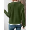 imageEVALESS Womens Sweaters Long Sleeve Crewneck Color Block Pullover Tops 2025 Fall Trendy Cable Knit SweaterGreen