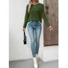 imageEVALESS Womens Sweaters Long Sleeve Crewneck Color Block Pullover Tops 2025 Fall Trendy Cable Knit SweaterGreen