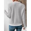 imageEVALESS Womens Sweaters Long Sleeve Crewneck Color Block Pullover Tops 2025 Fall Trendy Cable Knit SweaterGrey