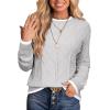 imageEVALESS Womens Sweaters Long Sleeve Crewneck Color Block Pullover Tops 2025 Fall Trendy Cable Knit SweaterGrey