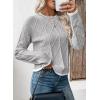 imageEVALESS Womens Sweaters Long Sleeve Crewneck Color Block Pullover Tops 2025 Fall Trendy Cable Knit SweaterGrey