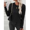 imageEVALESS Womens Sweaters Trendy Casual Crewneck Long Sleeve Cable Knit Lightweight Oversized Fall Sweaters Pullover TopsBlack