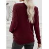 imageEVALESS Womens Sweaters Trendy Casual Crewneck Long Sleeve Cable Knit Lightweight Oversized Fall Sweaters Pullover TopsBurgundy